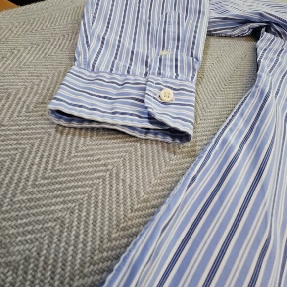Ralph Lauren Men's Custom Fit Shirt Large Blue White Stripes Old Money Preppy - Picture 14 of 16